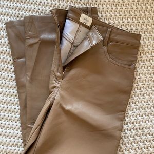 Aritzia Wilfred Brown Leather Pants